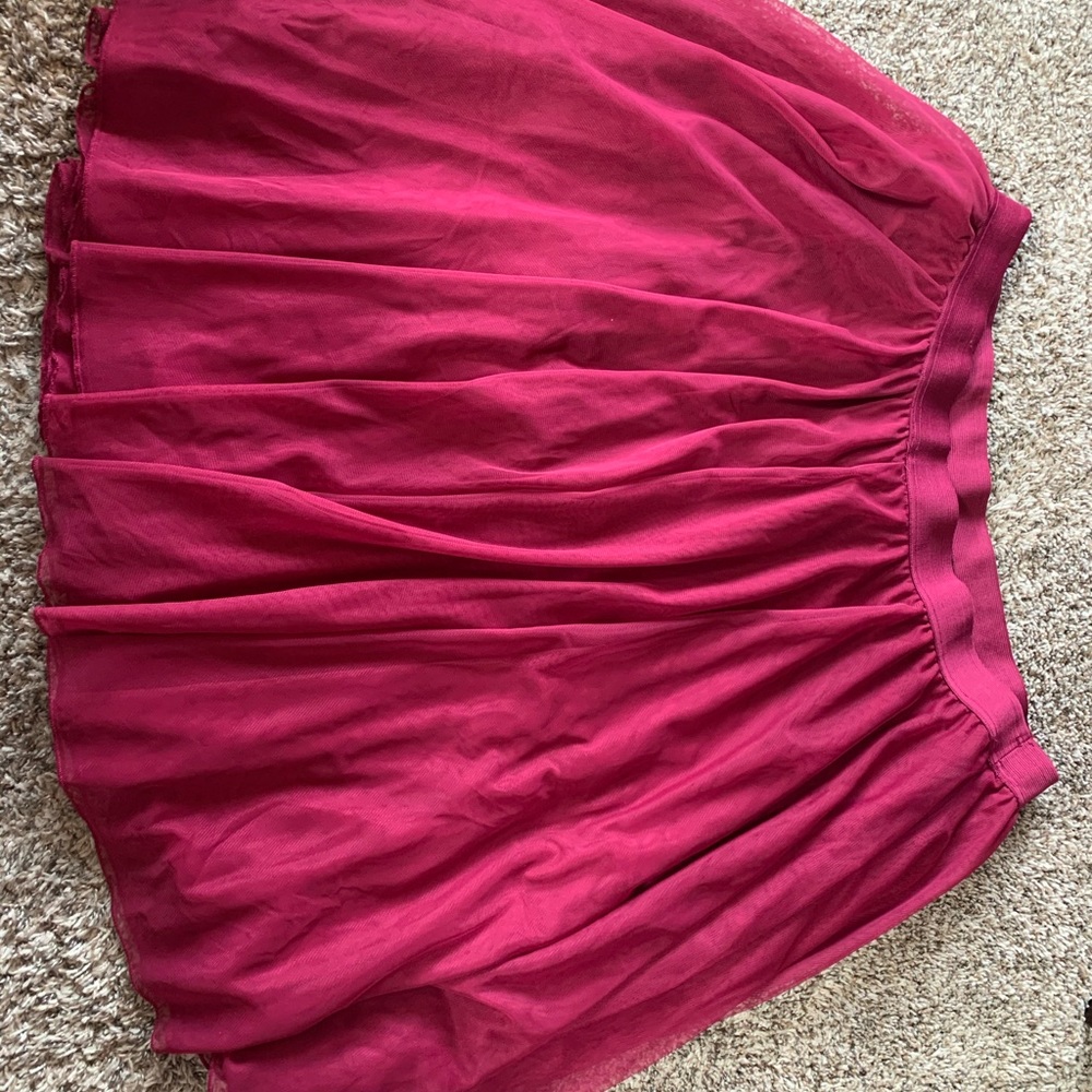 Pink tulle multiple layers knee length skirt